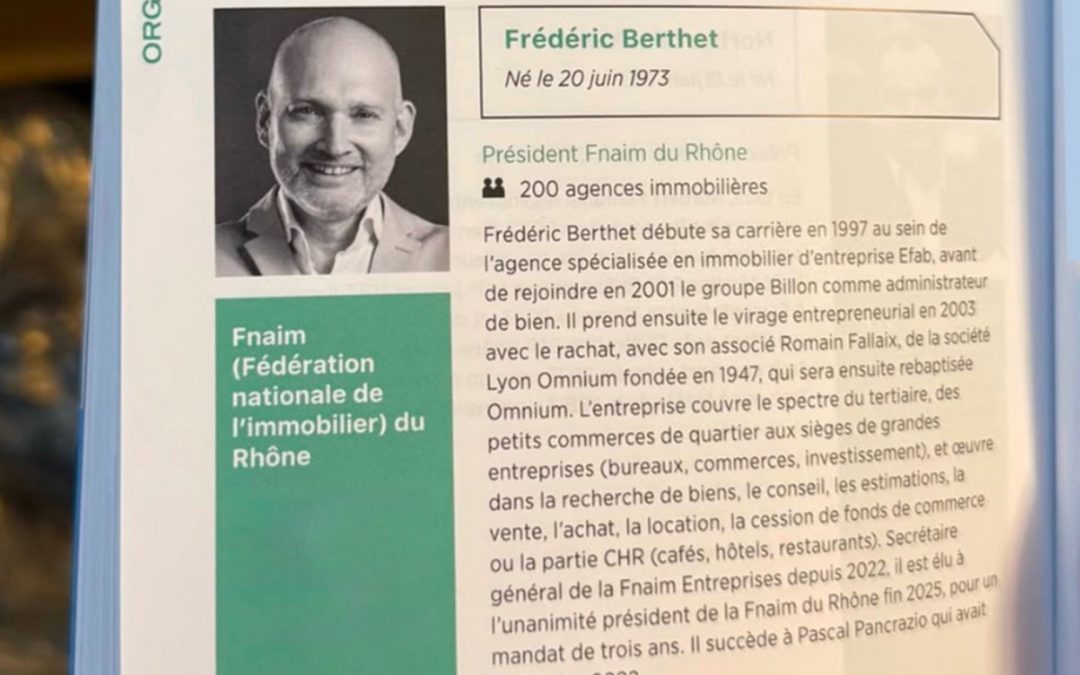 Frédéric Berthet à l’honneur dans l’Annuaire 2026 des leaders qui comptent à Lyon